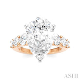 1 1/4 Ctw Pear Shape Round Cut Diamond Semi-Mount Engagement Ring in 14K Rose and White Gold